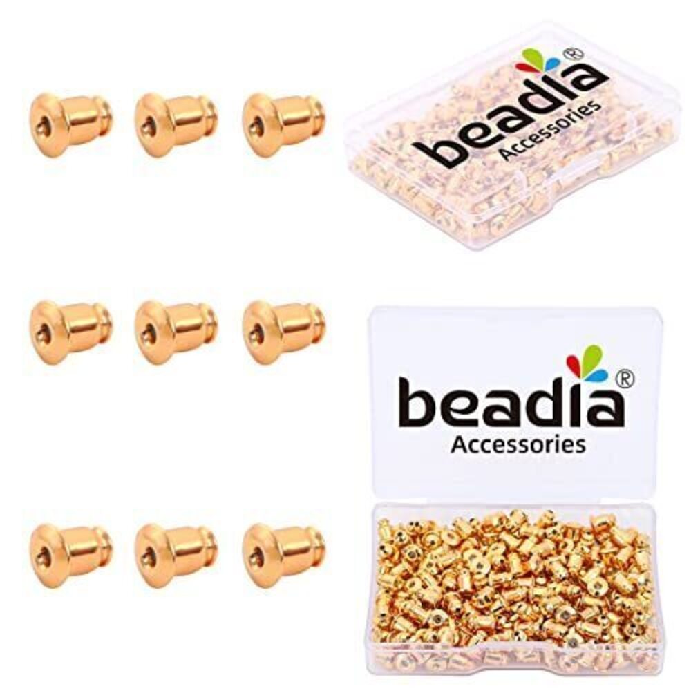 1619 18K Gold Plated Bullet Earring Backstops 5x5mm 200pcs for Replacement